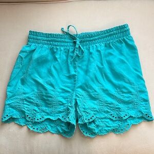 Crown & Ivy Turquoise Embroidered Shorts